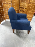 Ethan Allen Blue Upholstered Chair with Arm Covers
