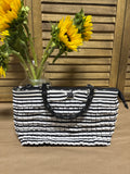 Braciano Black & White Purse with Bamboo Style Handles