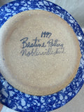 6 Piece Bastine Pottery Blue Spongeware Plates And Cups