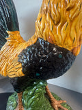 2FT Blue Sky XL Majolica Ceramic Rooster