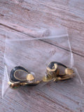 Trio of Black Enamel Gold Tone Earrings (D)