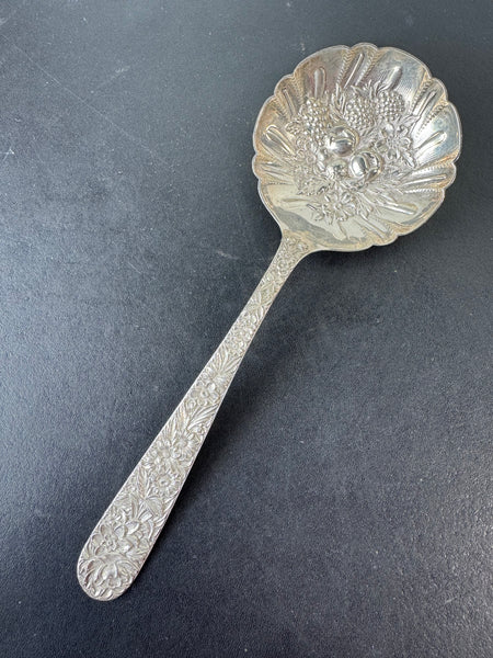 S. Kirk & Son Floral Embossed Sterling Silver Serving Spoon