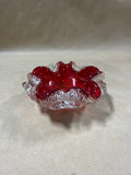 Murano Style Red Floral Art Bowl Ash Tray