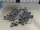 Silver Tone Plastic Ornament Lot, 45+ pieces