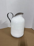 Heavy White Washed Ceramic Pitcher Vase