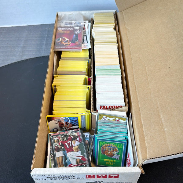 (L) Box of Assorted NFL Football Collectible Trading Cards, Stickers, Holographs & More