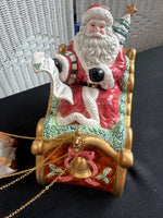 3-Piece San Francisco Music Box Company Musical Santa’s Sleigh with Reindeer (WORKS)