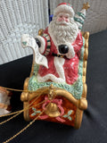 3-Piece San Francisco Music Box Company Musical Santa’s Sleigh with Reindeer (WORKS)