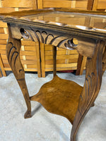 Lightweight Square Accent Table with Carved Legs and Protective Glass