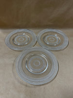 (A) Set Of 7 Clear Glass Hobnail Desert Plates