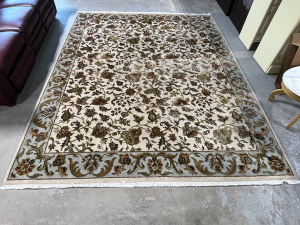 BB-Cream/Teal Blue Unbranded Rug, ~8'x9'
