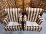 Southwood Pair of Striped Chairs with Rolling Ottoman***HEAVY ITEM***READ DETAILS ON PICK UP POLICY***