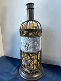 Wire Bread Basket and Wire Wine Bottle Full of Corks