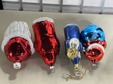 Santa Glass Ornament Lot, 4 pc