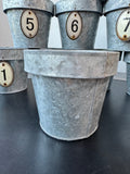 9-Piece Galvanized Tin Pots with Farmhouse Style Tags