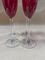 Set Of 4 Ruby Red Champagne Flutes // 2 Sets Available // *** PRICED INDIVIDUALLY ***