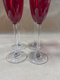 Set Of 4 Ruby Red Champagne Flutes // 2 Sets Available // *** PRICED INDIVIDUALLY ***
