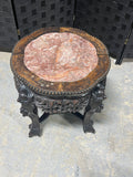 Carved Antique Wooden/Marble Side Table