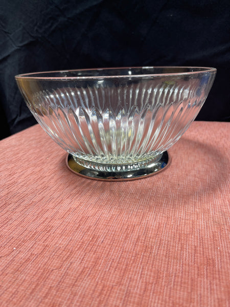 Large Glass Bowl with Silver Plated Pedistal