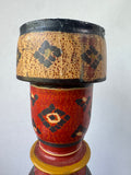 Bohemian Hand Painted XL Vintage Wooden Candle Holder (B)