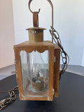 Copper & Brass Vintage Electric Lantern with Flickering Bulb (WORKS)