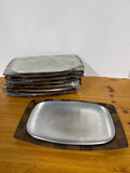 Weavewood Walnut Woven Wood & Aluminum Sizzler Serving Platter - Set Of 8