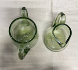 Blown Green Glass Sugar Dish and Creamer Set