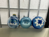 Blue Tone Christmas Ornaments, 3 pc