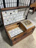 Petite Steamer Trunk on Casters with Leather Side Handles