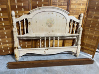 Light Wood Tone Queen Bed with Side Rails, No Slats