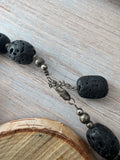 Black Volcanic Lava Rock Beaded Necklace