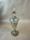 Egyptian Style Glass Perfume Bottle - Floral Etched (A)