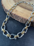 Gold & Silver Tone Horseshoe Link Statement Necklace
