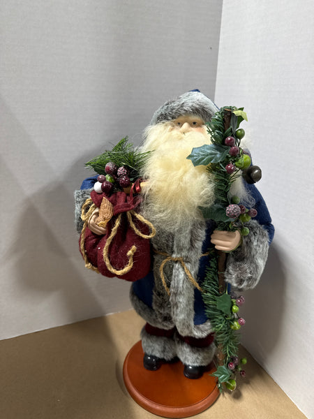 Santa Clause Statue With Blue Jacket