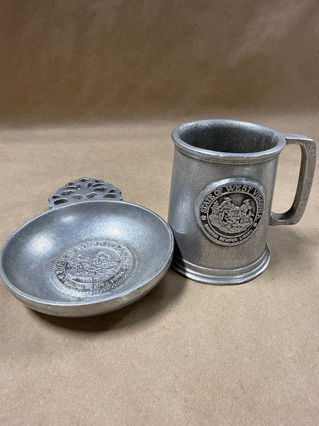 State Of West Virginia Pewter Mug And Porringer Plate