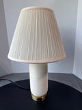 Lightweight Ceramic Ribbed Table Lamp With Gold Base - WORKS
