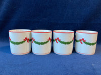 6 Piece Set of Neiman Marcus Christmas Garland Demitasse Espresso Cup & Saucers