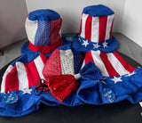 6-Piece Adult Patriotic Uncle Sam Hats with Sequin Bow