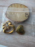 Pair of Gold Tone Heart Brooches (B)