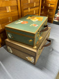 Pair of Decorative Travel Themed Suitcases