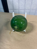 Transparent Emerald Green Hand Blown Glass Ornament, 4" diameter (A), 3 Available, PRICED INDIVIDUALLY