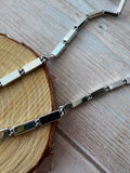 Monet Silver Tone Vintage Tournee Statement Necklace with Rectangular Block Chain