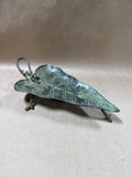 Heavy Weight Footed Metal Leaf With Frog
