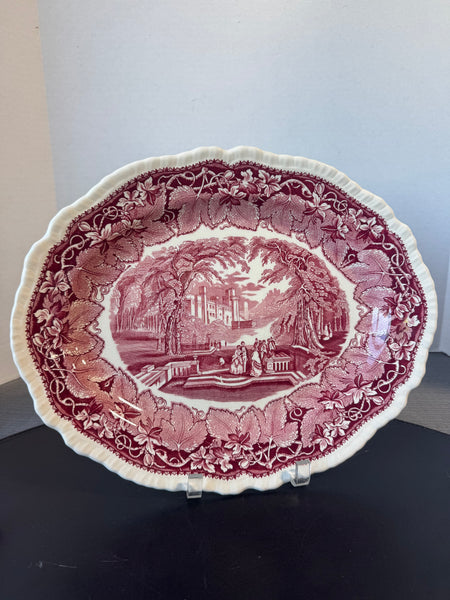 (II) Mason’s England Vista Pink China Large Gadroon Edged Oval Serving Platter