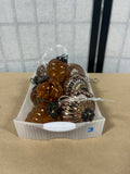 Brown Tone Glass Ornament Lot, 8 pc