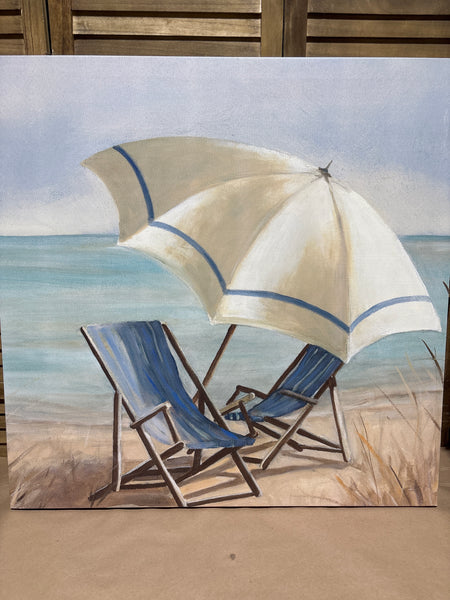 Canvas of Beach Chairs/Umbrella