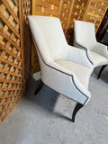Upholstered Chairs with Tack Accents, Set of 2, Linen Color Fabric (Set A)