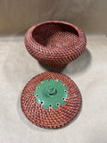 Wicker Basket With Porcelain Lid
