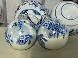 Assorted Blue & White Glass Ornaments, 6 pc