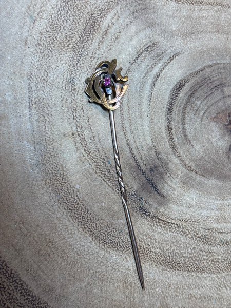 Vintage Pin with Pink Stone